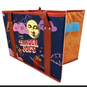 Trader Joe's Large Blue & Orange Reusable Tote Bag